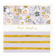 Gold Stripes Floral Best Wishes Card