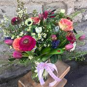 Hand-tied bouquet in a vase 