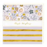 Gold Stripes Floral Best Wishes Card