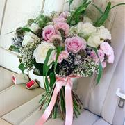 Pink and white soft bridal bouquet 