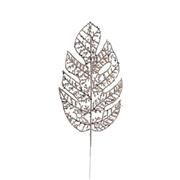 34cm GLITTERED LEAF CHAMPAGNE