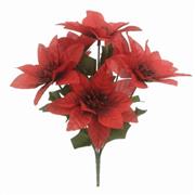 30cm POINSETTIA BUSH (7 HEADS) RED