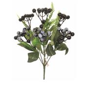 31cm BERRY BUSH WITH FERN BLUE BLACK